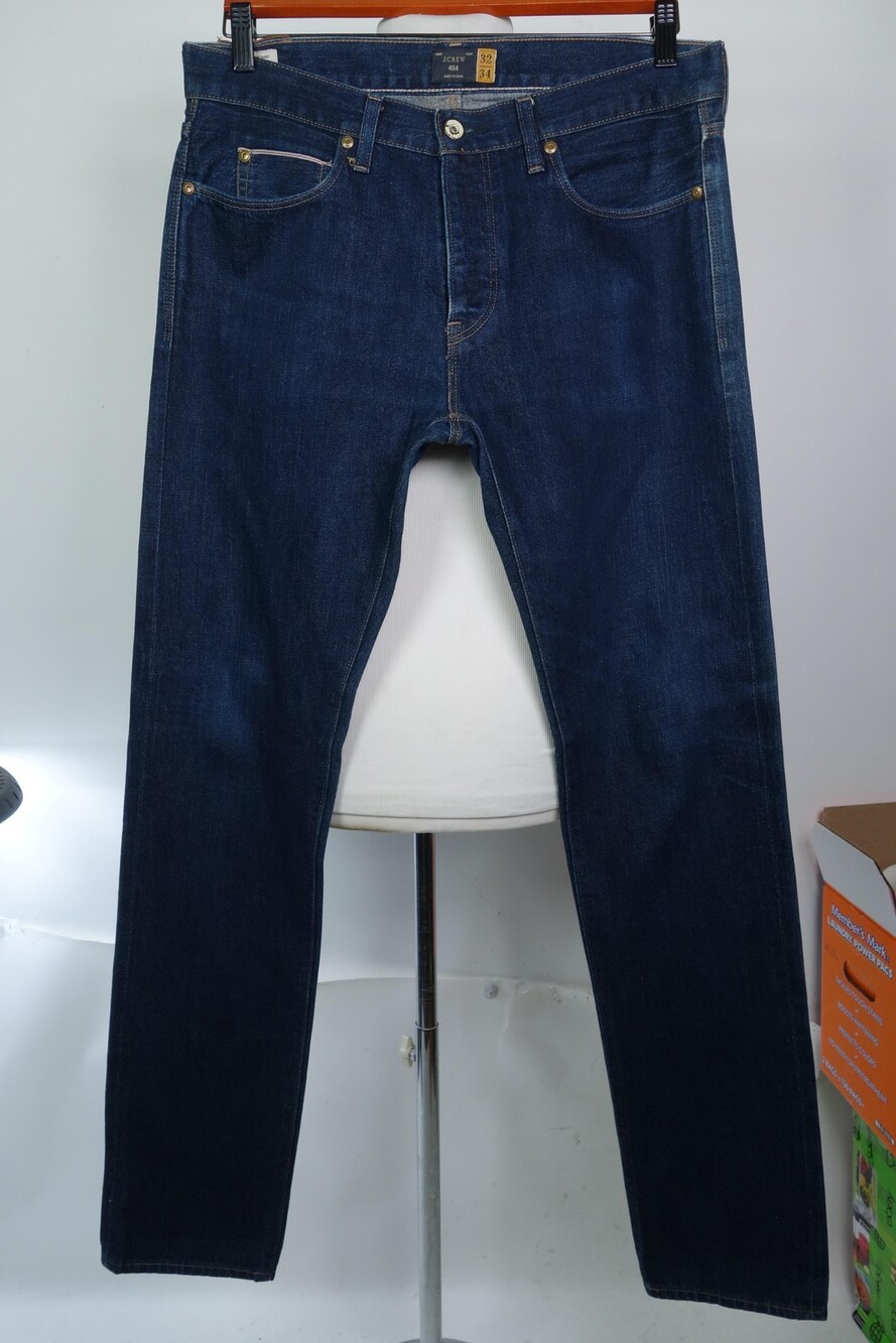 J.Crew 484 Jeans Mens 32x32 Dark Blue Selvedge Slim Straight Denim Button Fly